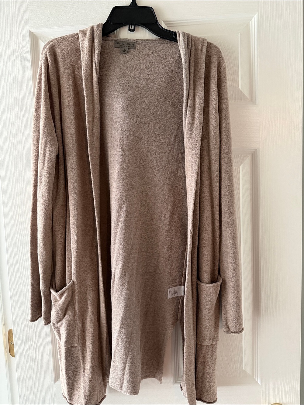 Barefoot Dreams Open Hooded Cardigan - Taupe Beige